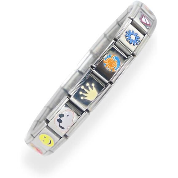 Italian Charm Bracelet Stainless Steel 18 Link Modular Adjustable Jewelry Gift - Picture 3 of 7